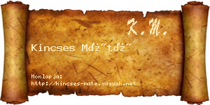 Kincses Máté névjegykártya